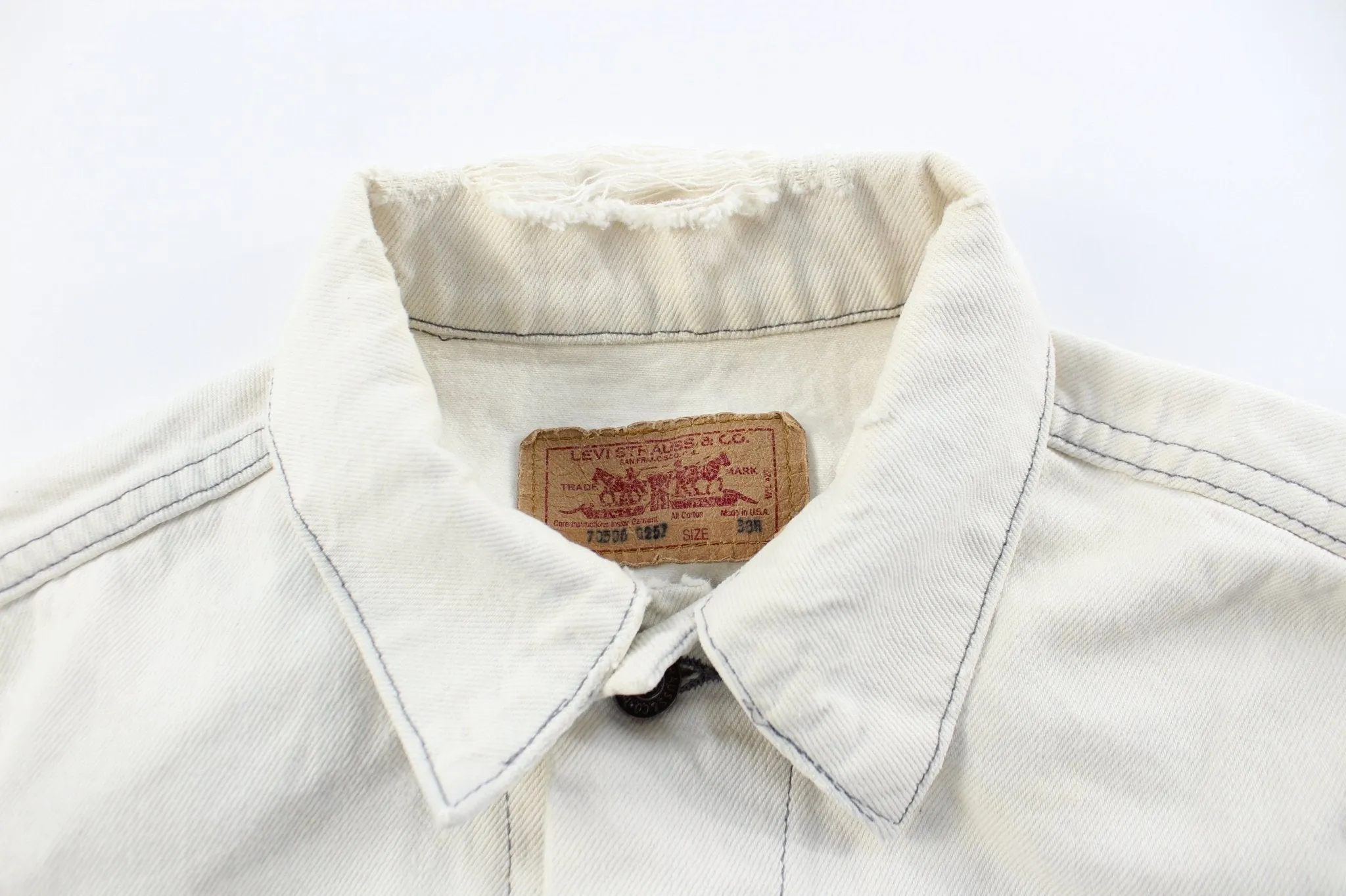 90's Levi's White Denim Button Up Jacket