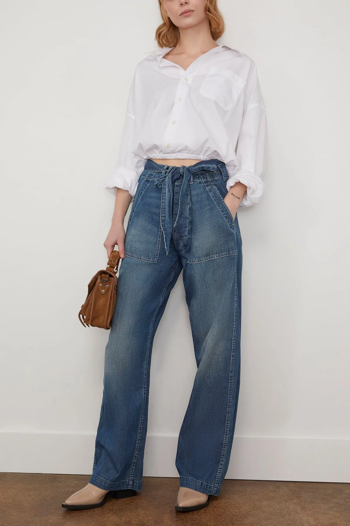 Belted Venti Utility Pants in Windsor Blue