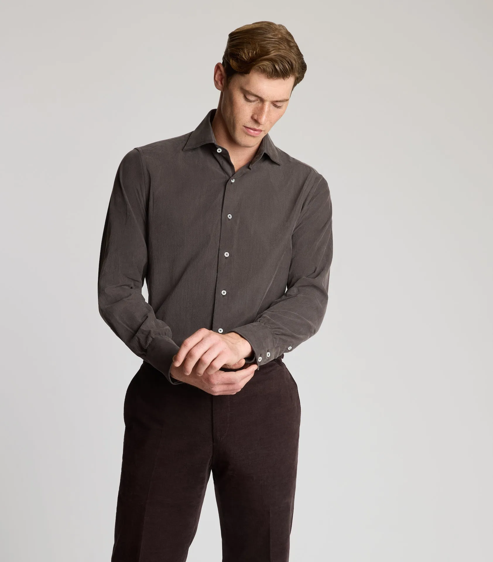 Brown Cotton Cord Shirt