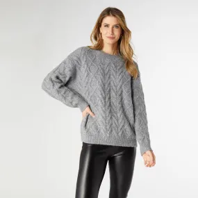 Casper Cable Knit Sweater - Light Heather Grey