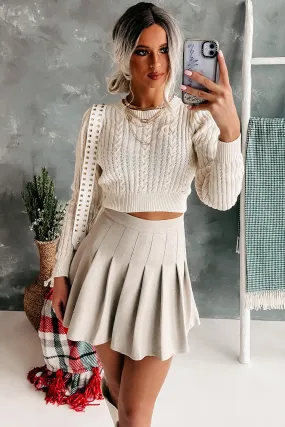 Chic Warmth Cropped Cable Knit Sweater (Ivory)