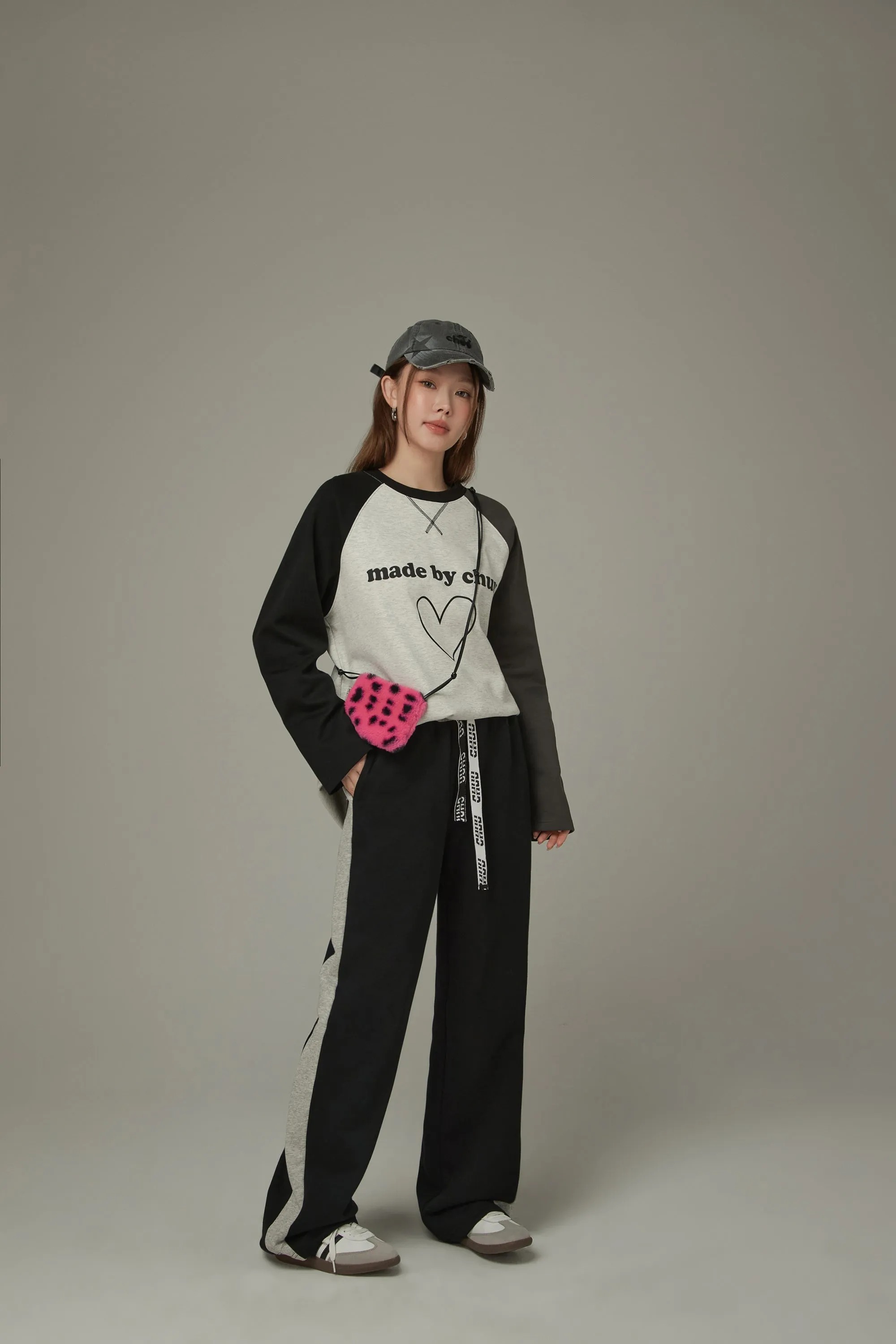 Color Combination Wide Sporty Pants