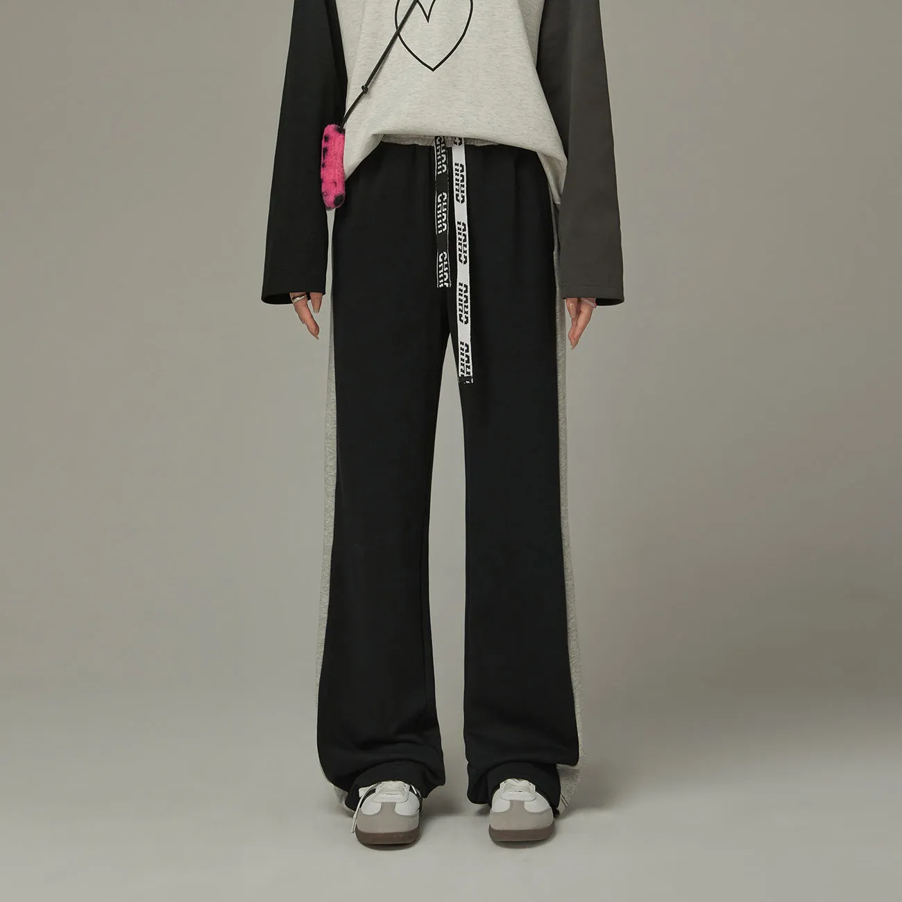 Color Combination Wide Sporty Pants