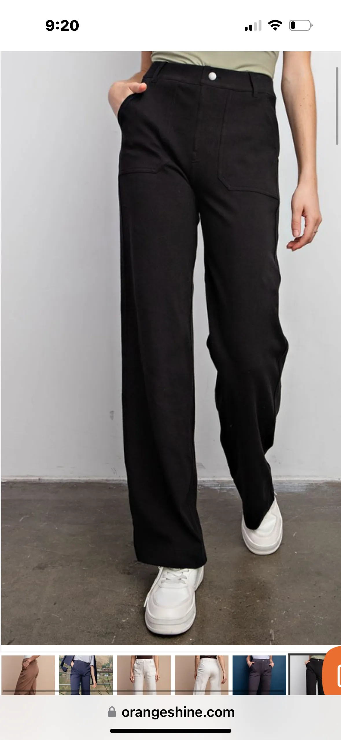 Cotton twill wide leg pant