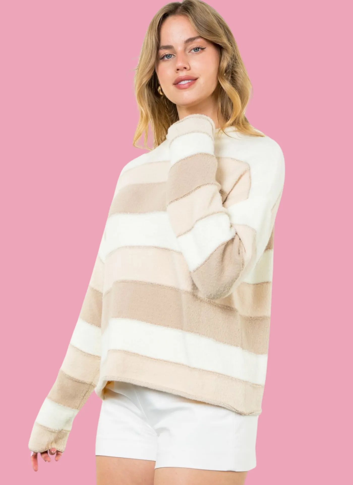 Cozy Neutral Stripe Sweater