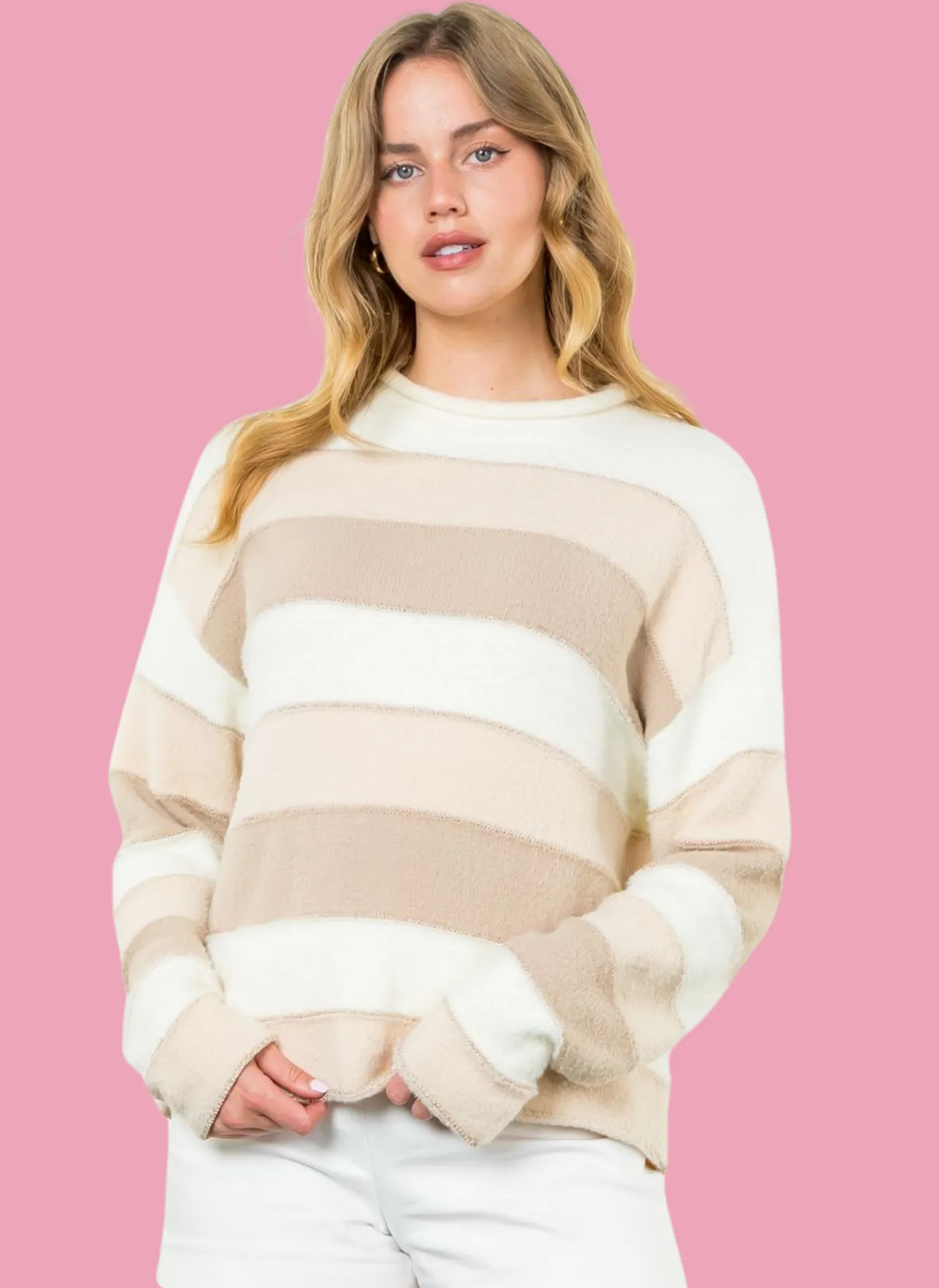 Cozy Neutral Stripe Sweater