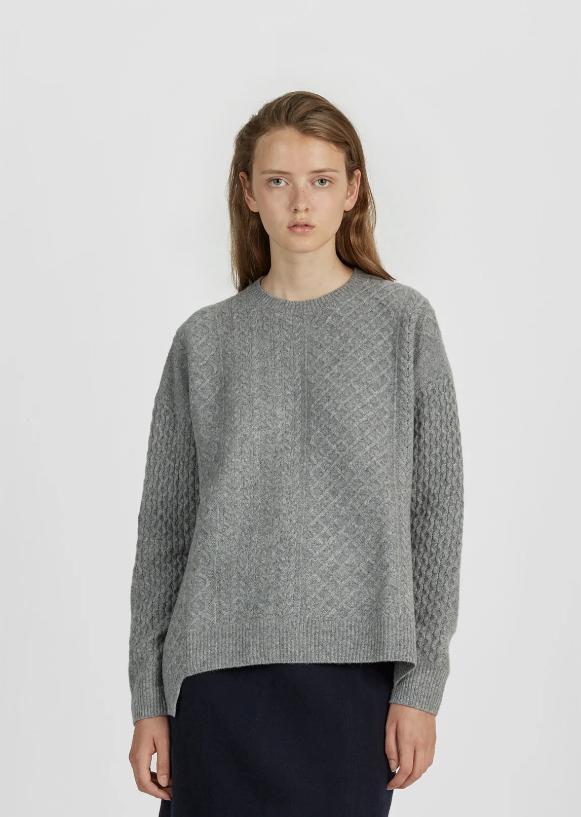 Crew Neck Cable Knit Sweater