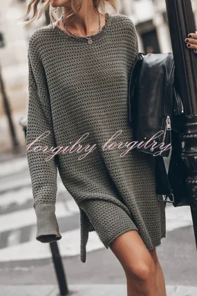 Cup of Cozy Knit Oversized Slit Side Sweater