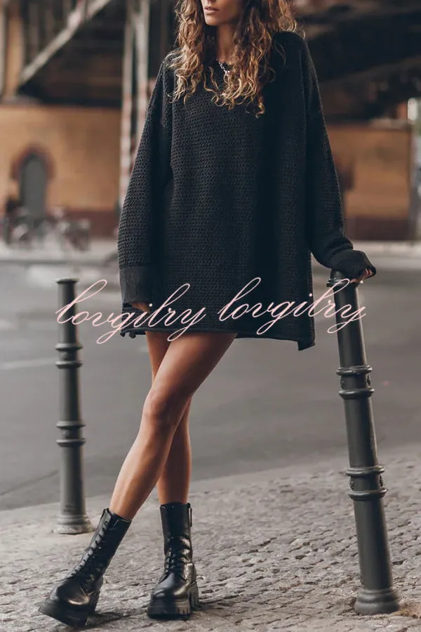 Cup of Cozy Knit Oversized Slit Side Sweater