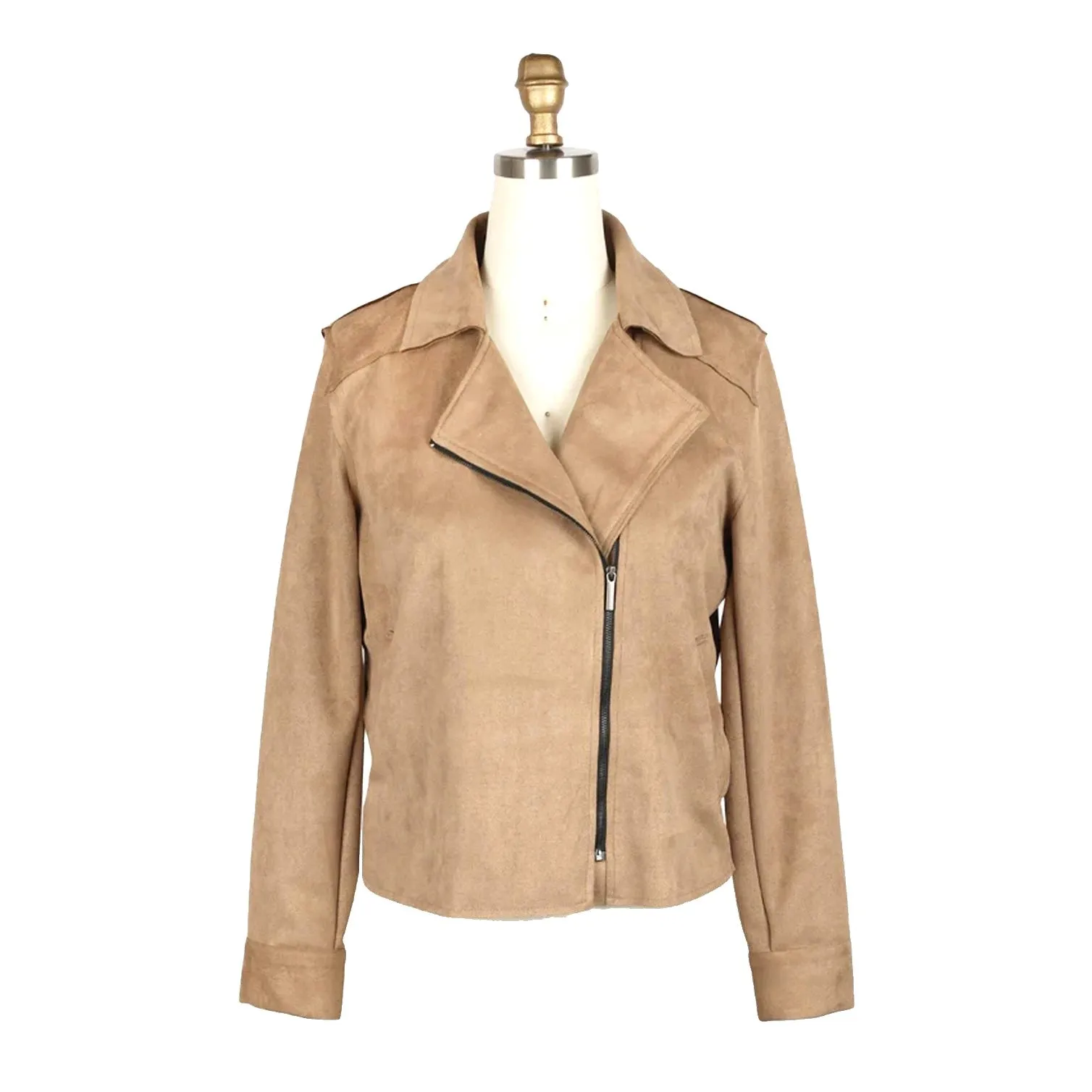 Damee Microsuede Moto Jacket in Tan - 4897-TAN