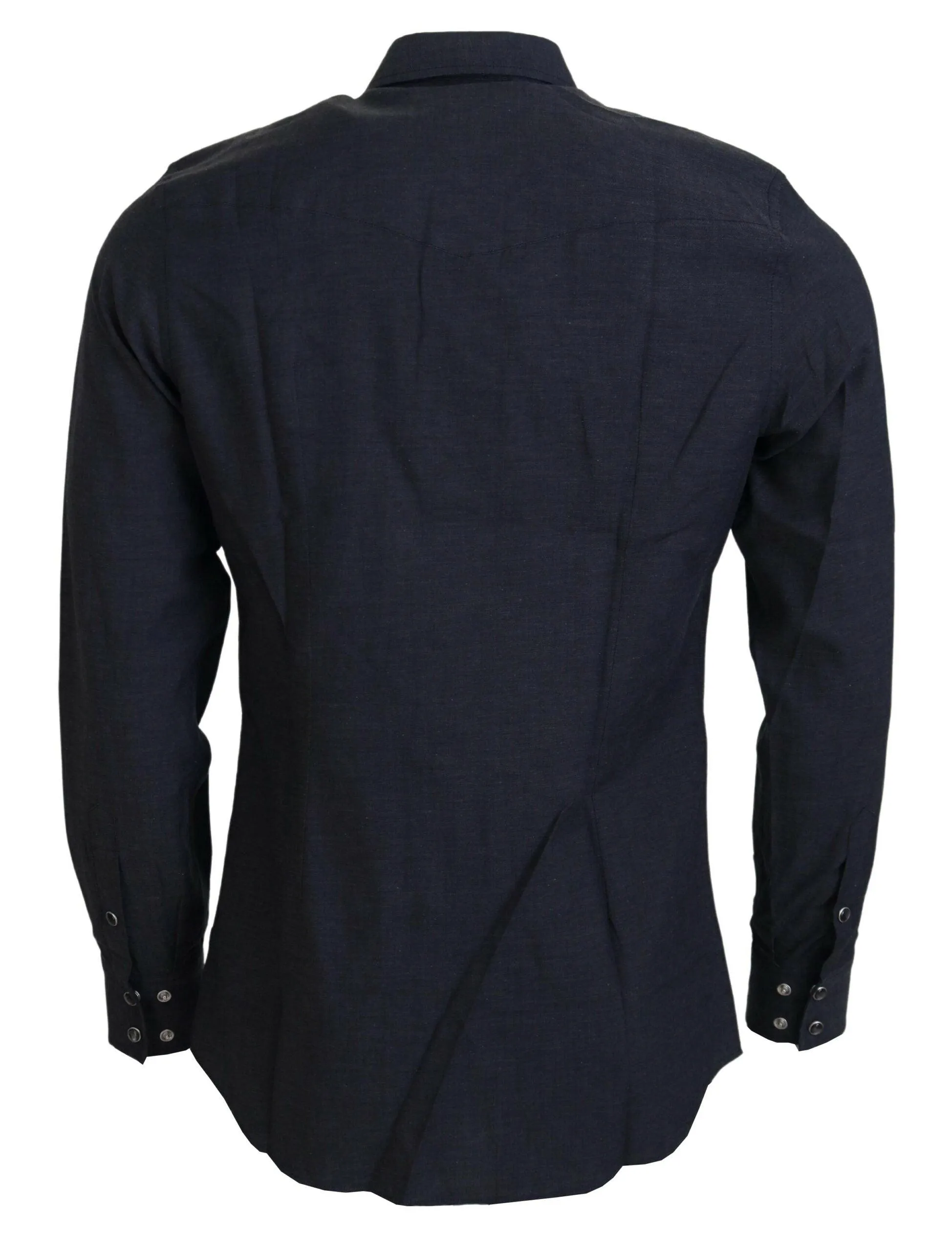 Dolce & Gabbana Gray Cotton Collared Long Sleeves Shirt