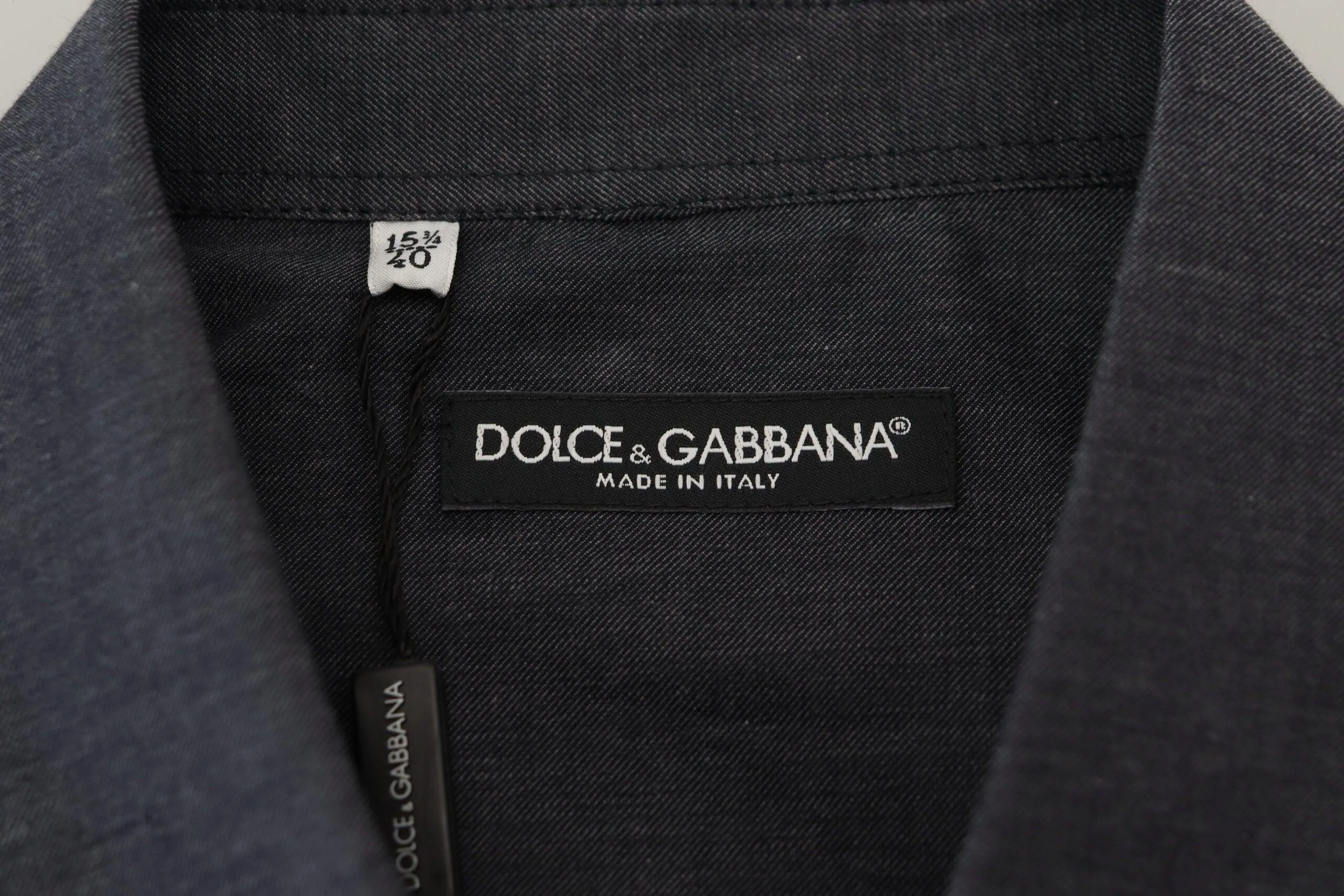 Dolce & Gabbana Gray Cotton Collared Long Sleeves Shirt