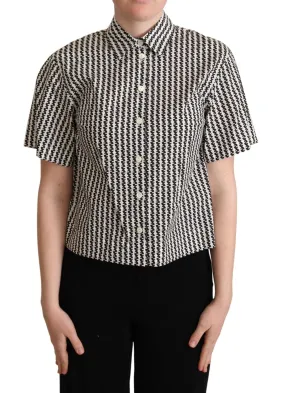 Dolce & Gabbana White Black Fantasy Pattern Shirt