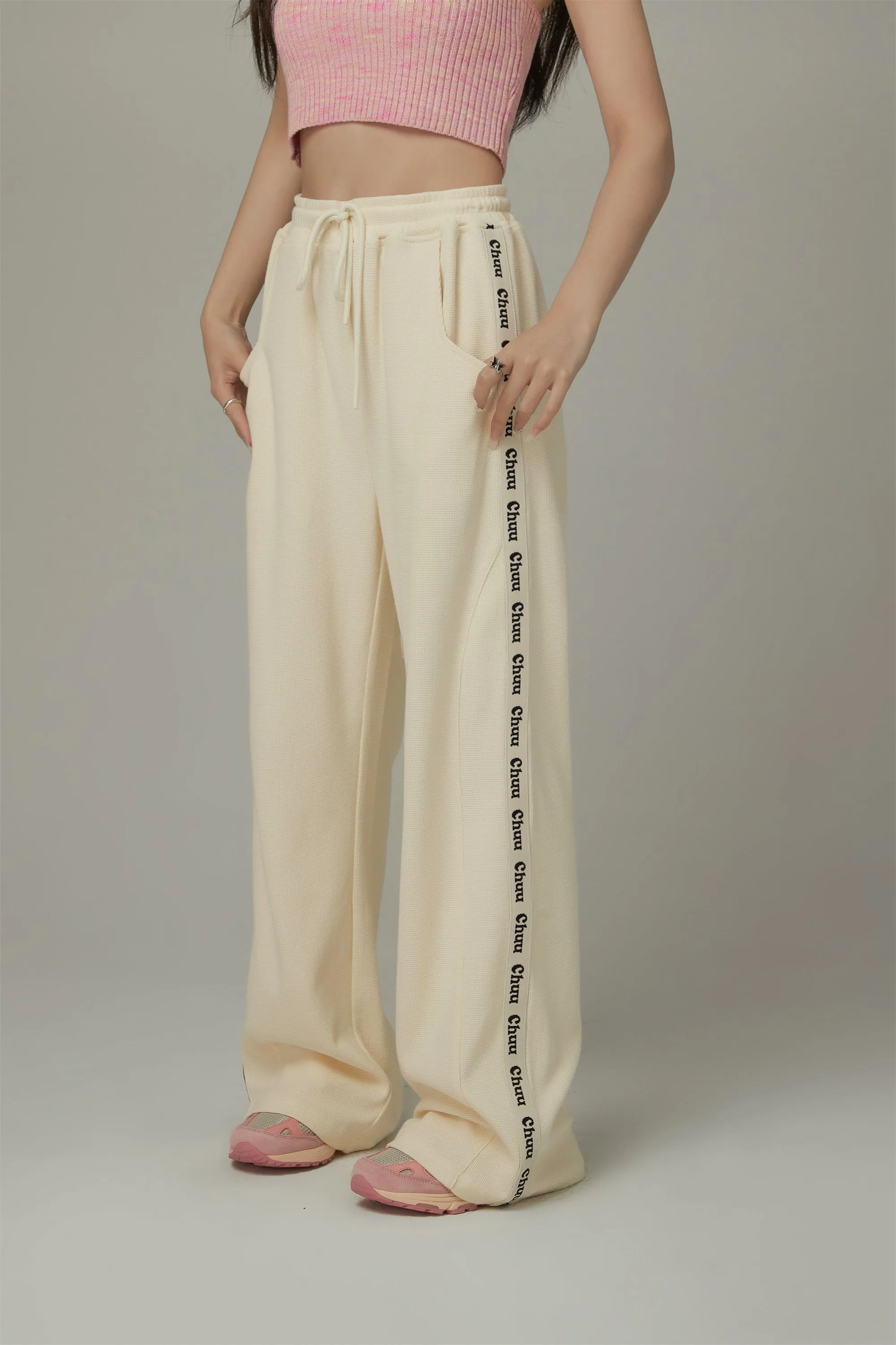 Elastic Waist String Sporty Pants