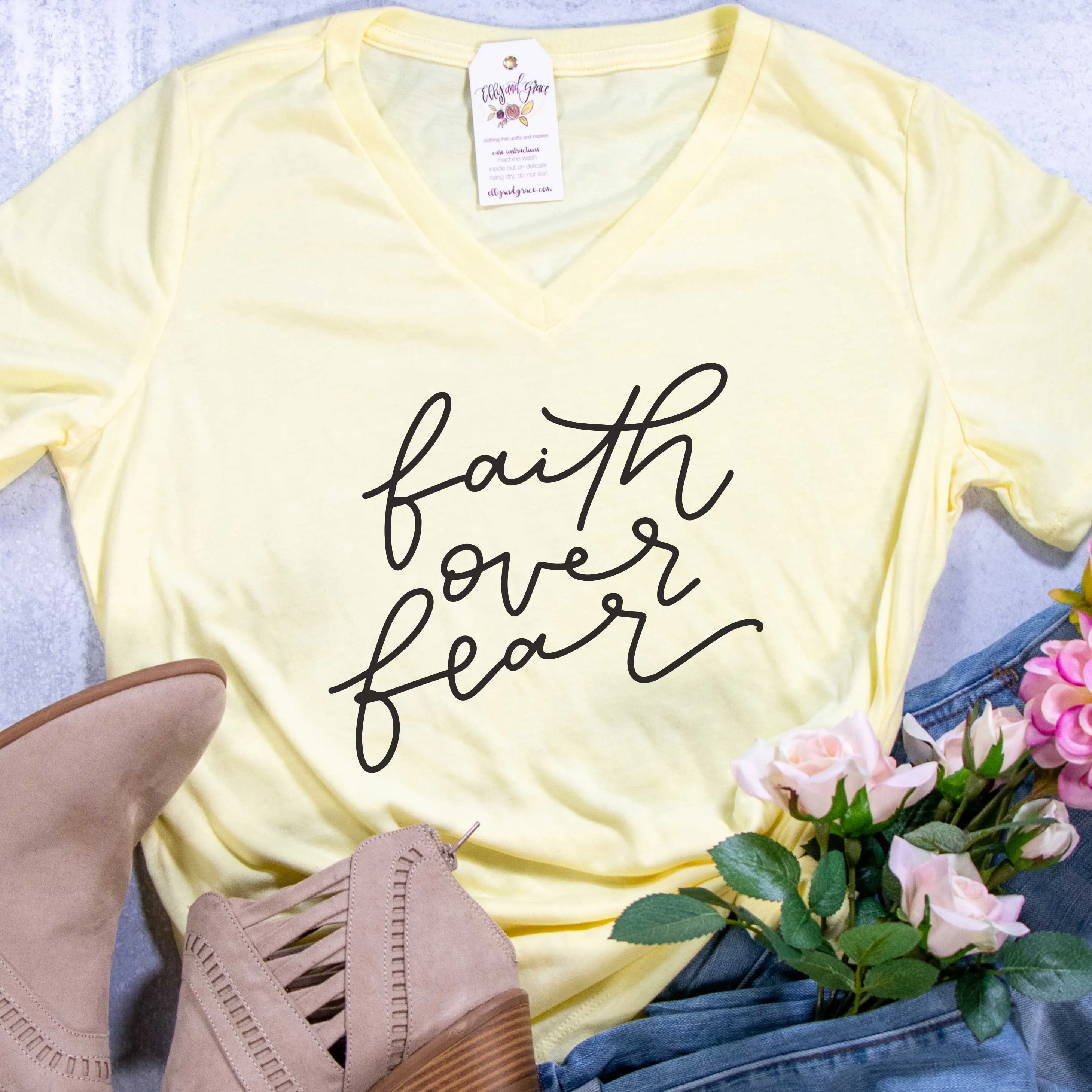 Faith Over Fear Ladies V-Neck