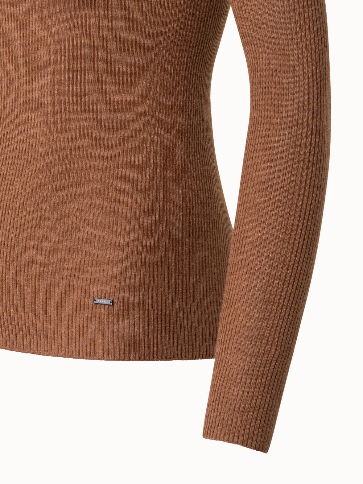 Fine Rib Cashmere Mock Neck Sweater