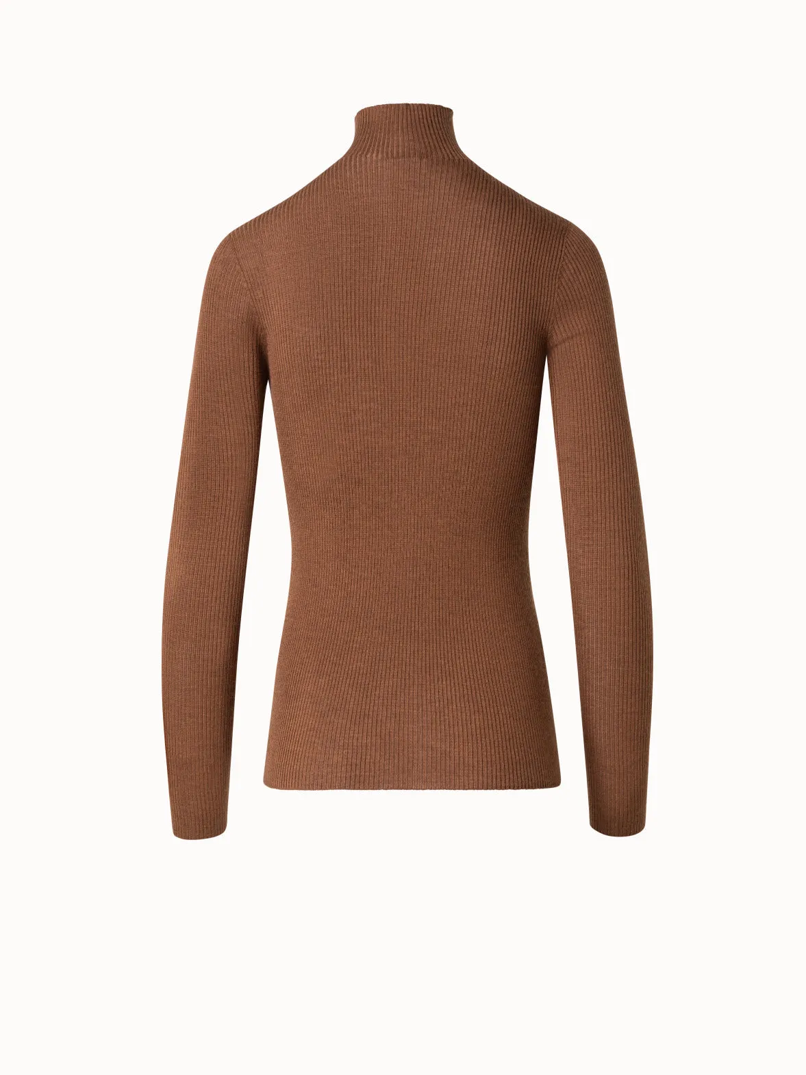 Fine Rib Cashmere Mock Neck Sweater