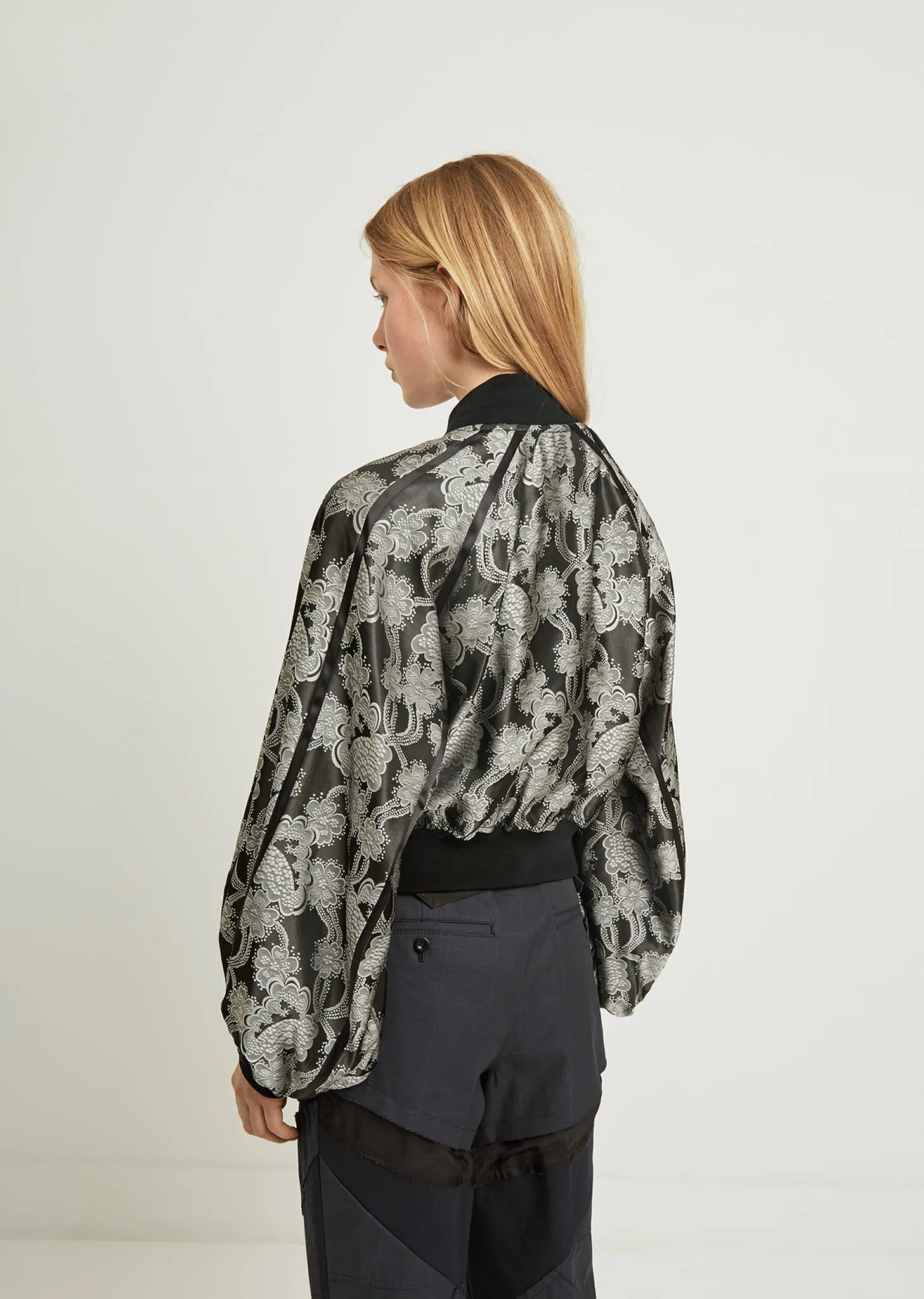 Flower Pattern Jacquard Bomber Jacket