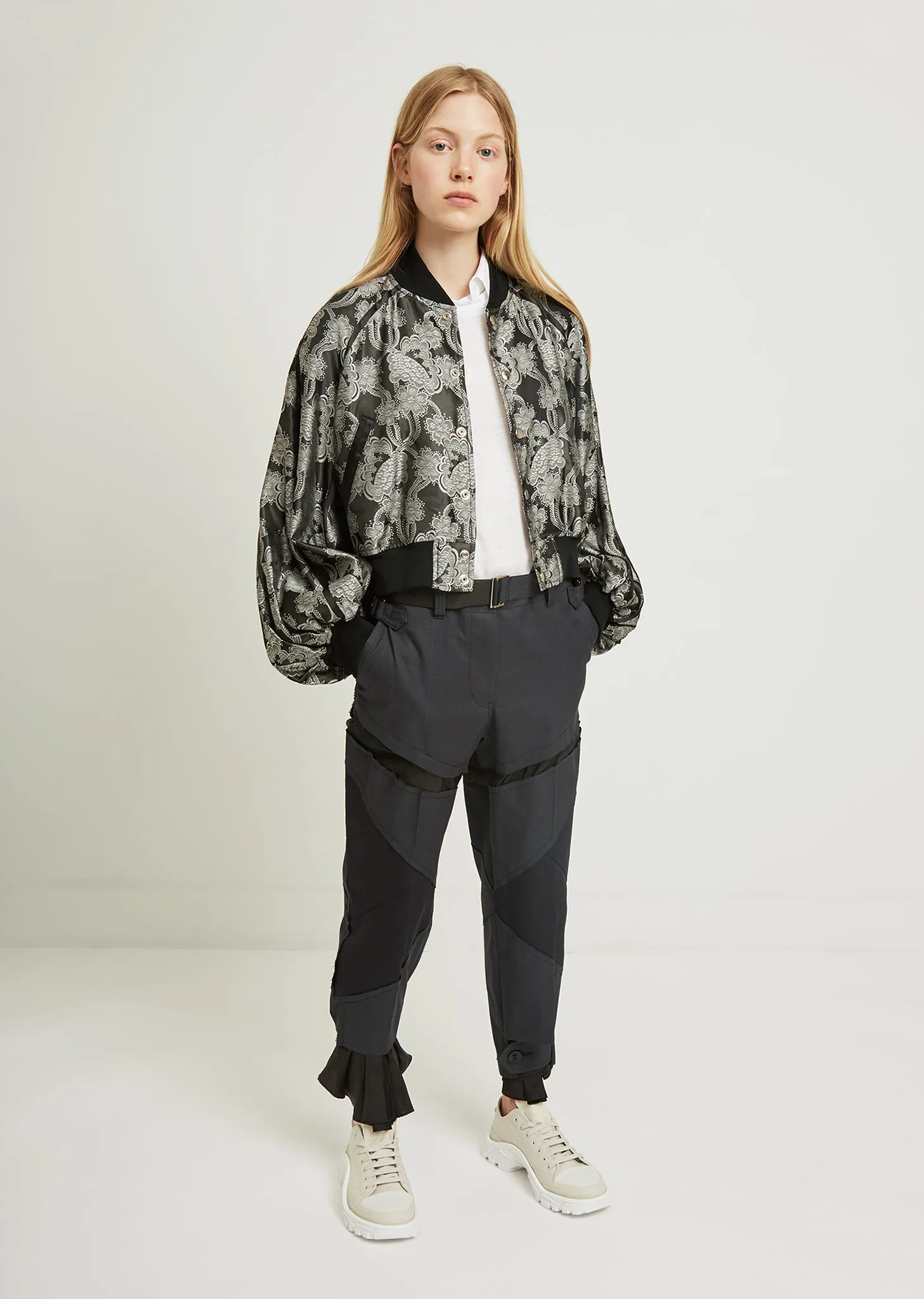 Flower Pattern Jacquard Bomber Jacket