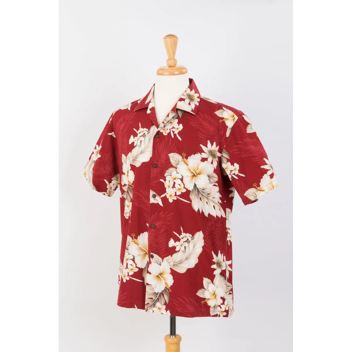 Hibiscus Cotton Aloha Shirt | Red