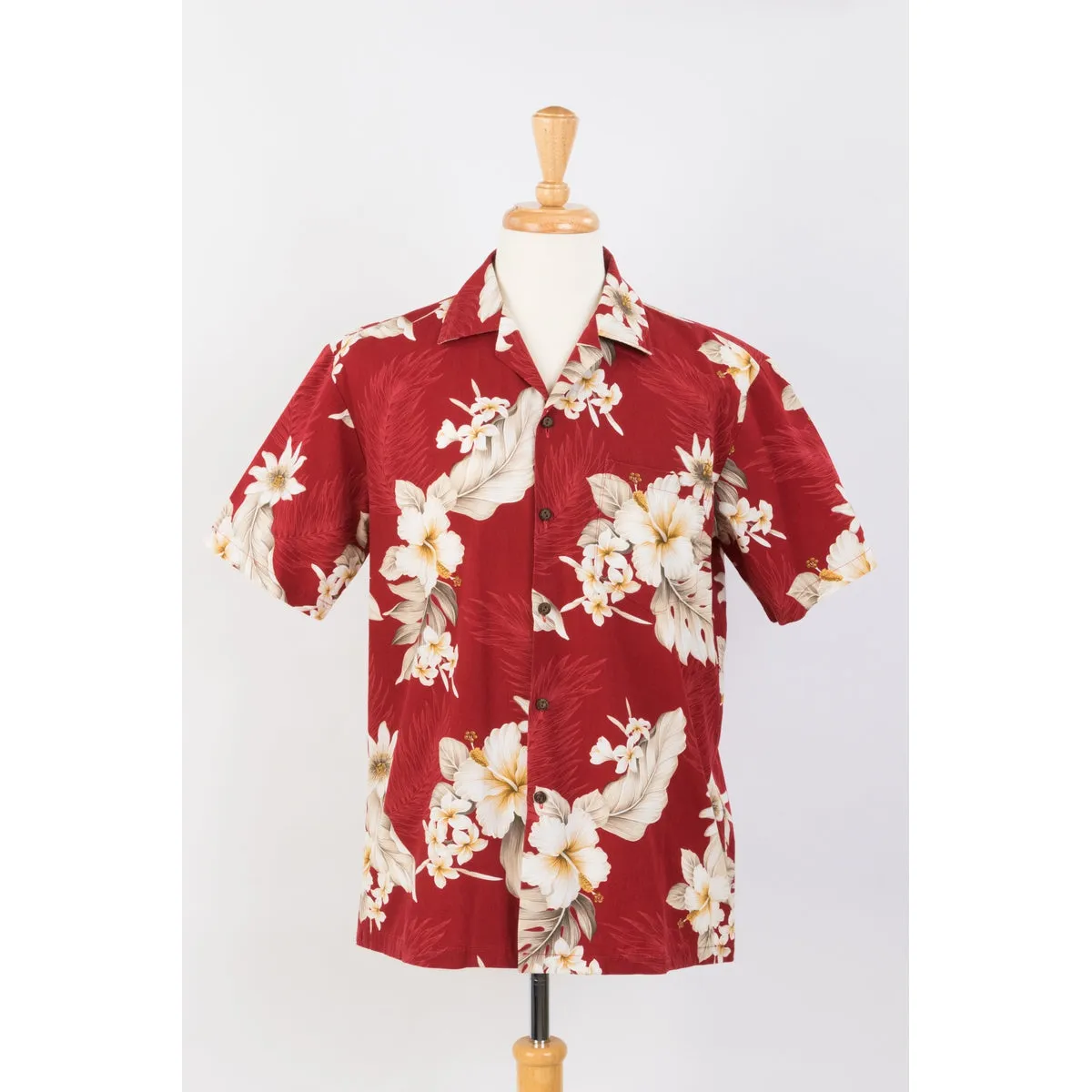 Hibiscus Cotton Aloha Shirt | Red