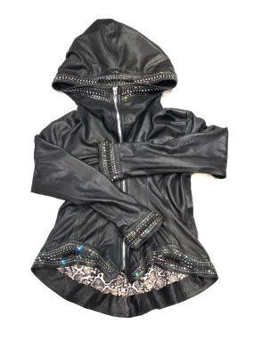 Hoss Couture Women's Swarovski Lambskin Leaf Studded Moto Jacket