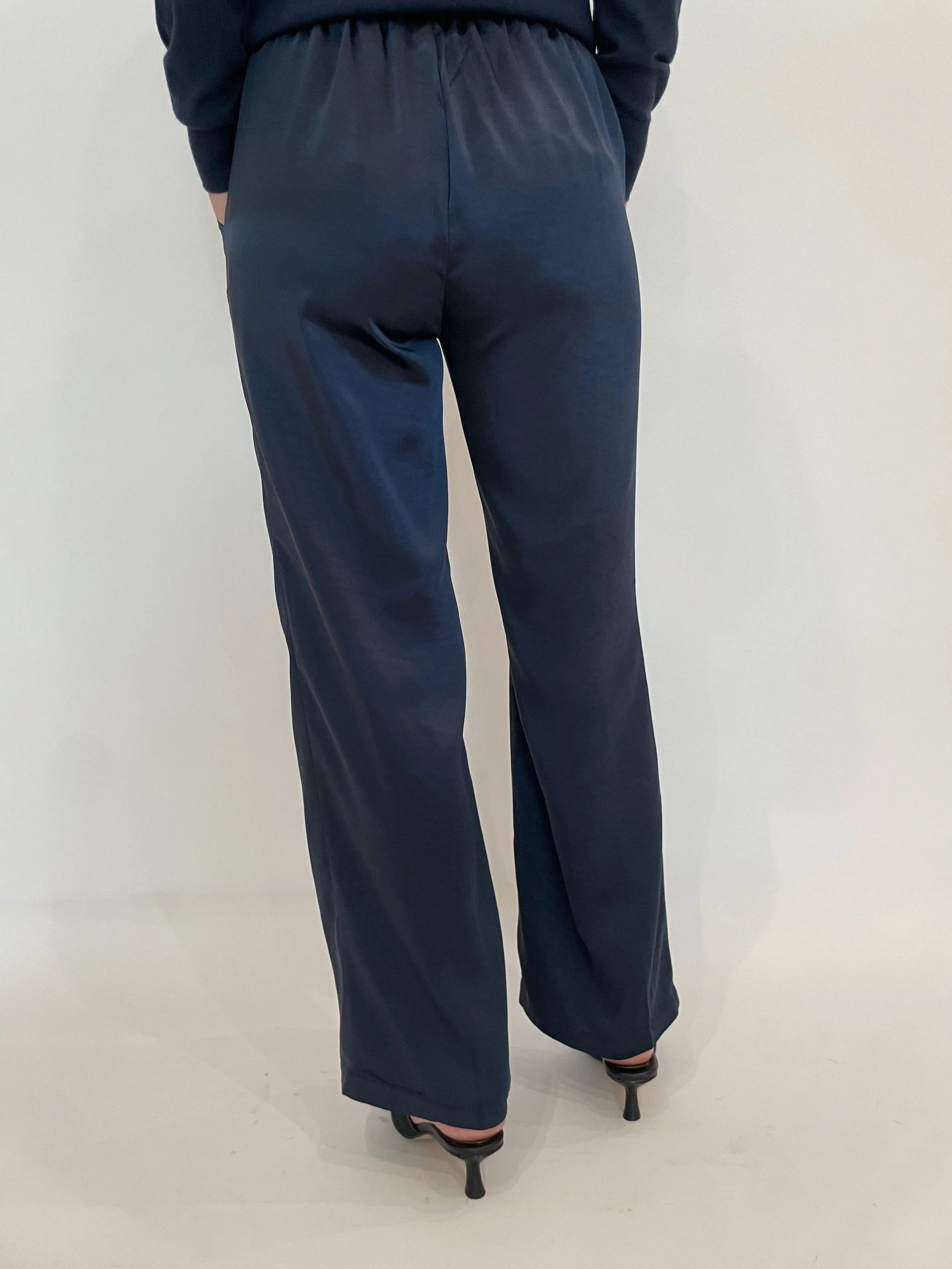 Jesse Satin Pants - Navy