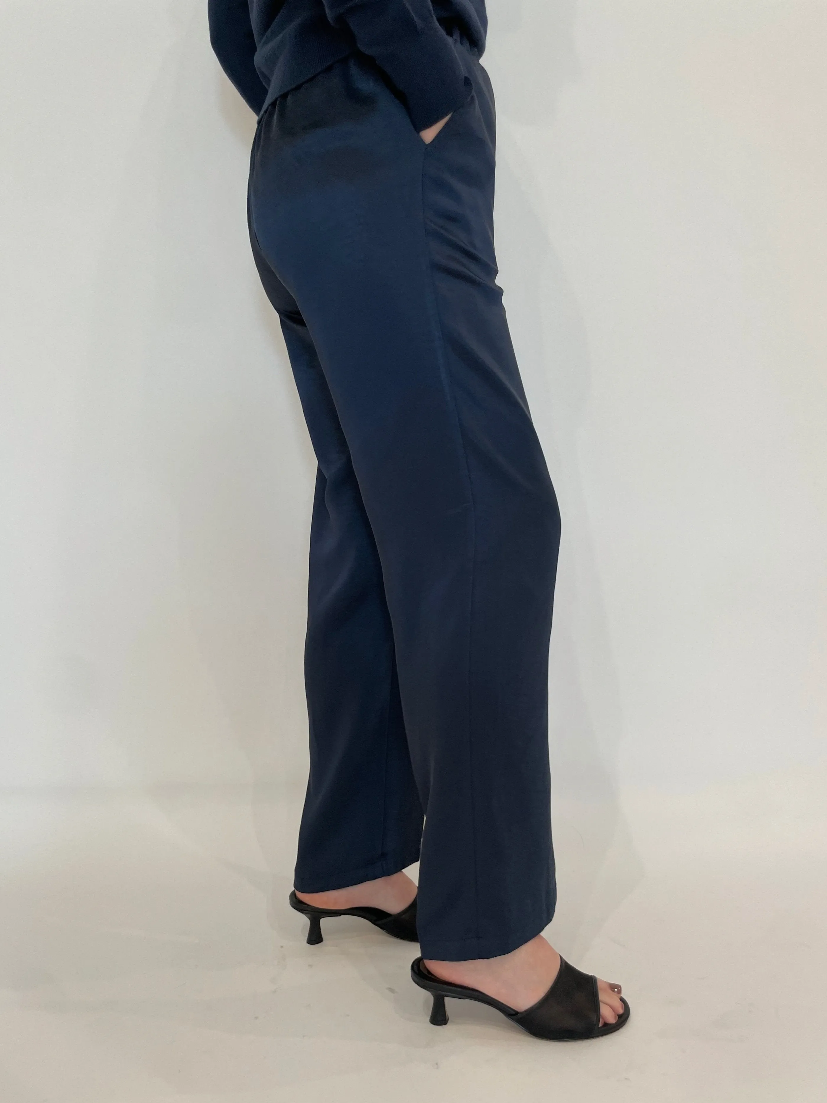 Jesse Satin Pants - Navy