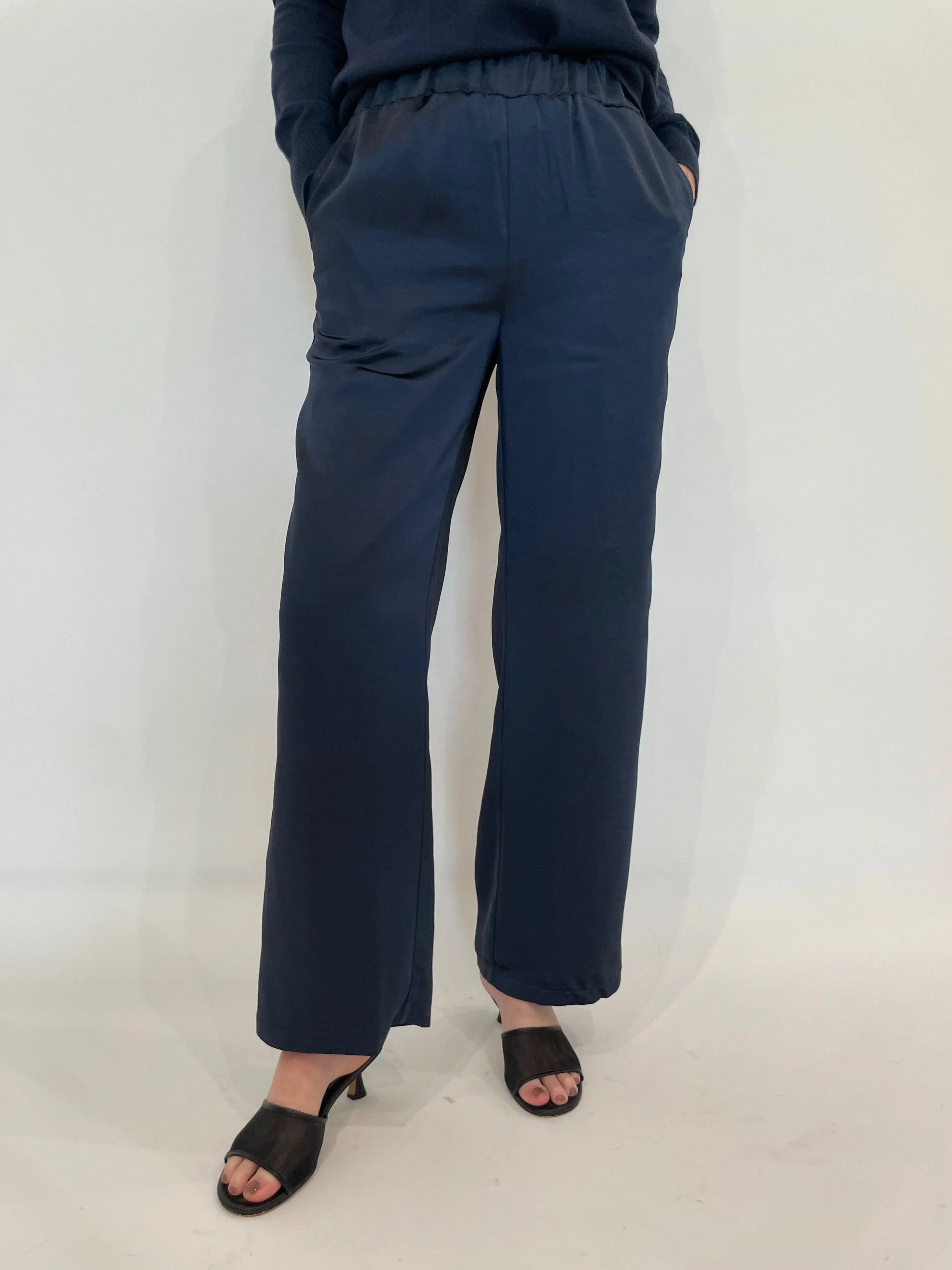 Jesse Satin Pants - Navy