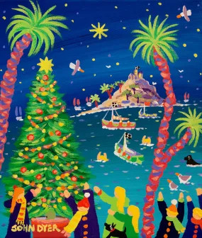 John Dyer Painting. Mount's Bay Christmas.  12 x 10 inches, acrylic on canvas