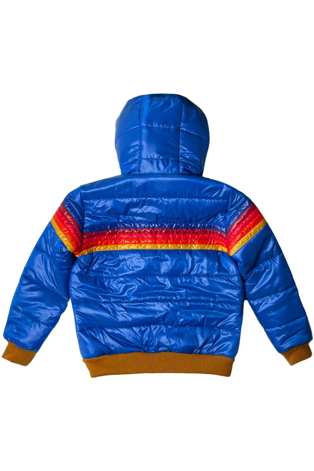 KIDS 5 STRIPE TREKKER JACKET - GLOSSY SNORKEL BLUE