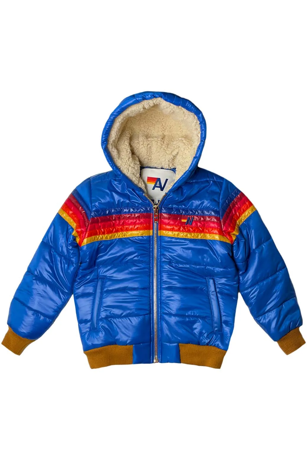 KIDS 5 STRIPE TREKKER JACKET - GLOSSY SNORKEL BLUE