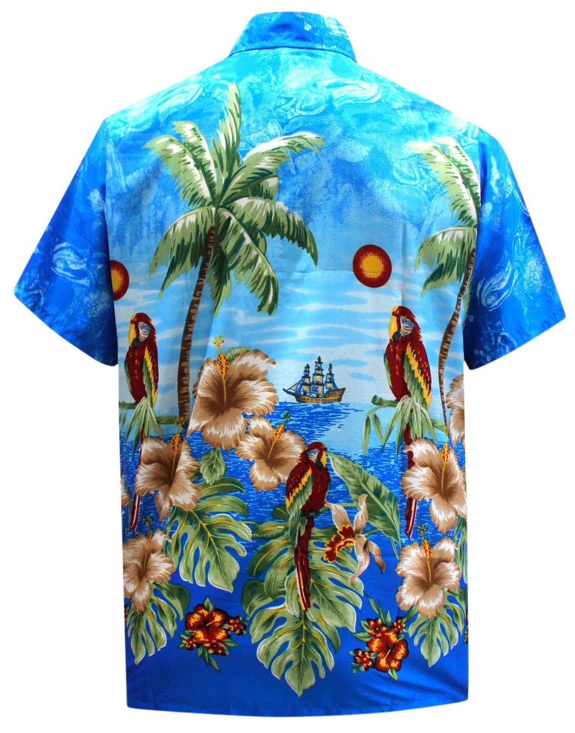 LA LEELA Shirt Casual Button Down Short Sleeve Beach Shirt Men Aloha Pocket Shirt Blue_W356