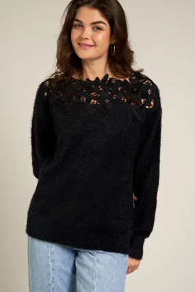 LACE YOKE SWEATER