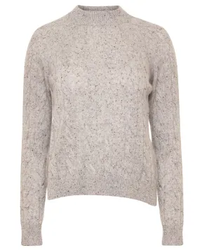 Light Grey Mock Neck Cable Knit Sweater