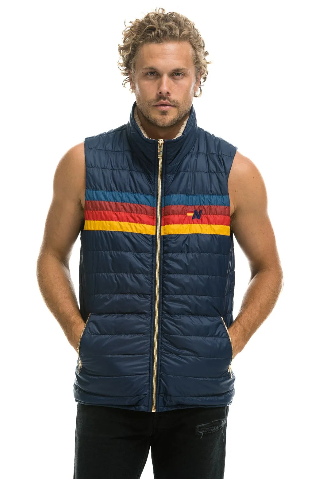 MEN'S 4 STRIPE VEST - NAVY