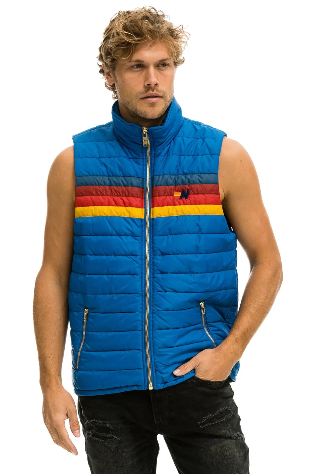 MEN'S 4 STRIPE VEST - SNORKEL BLUE