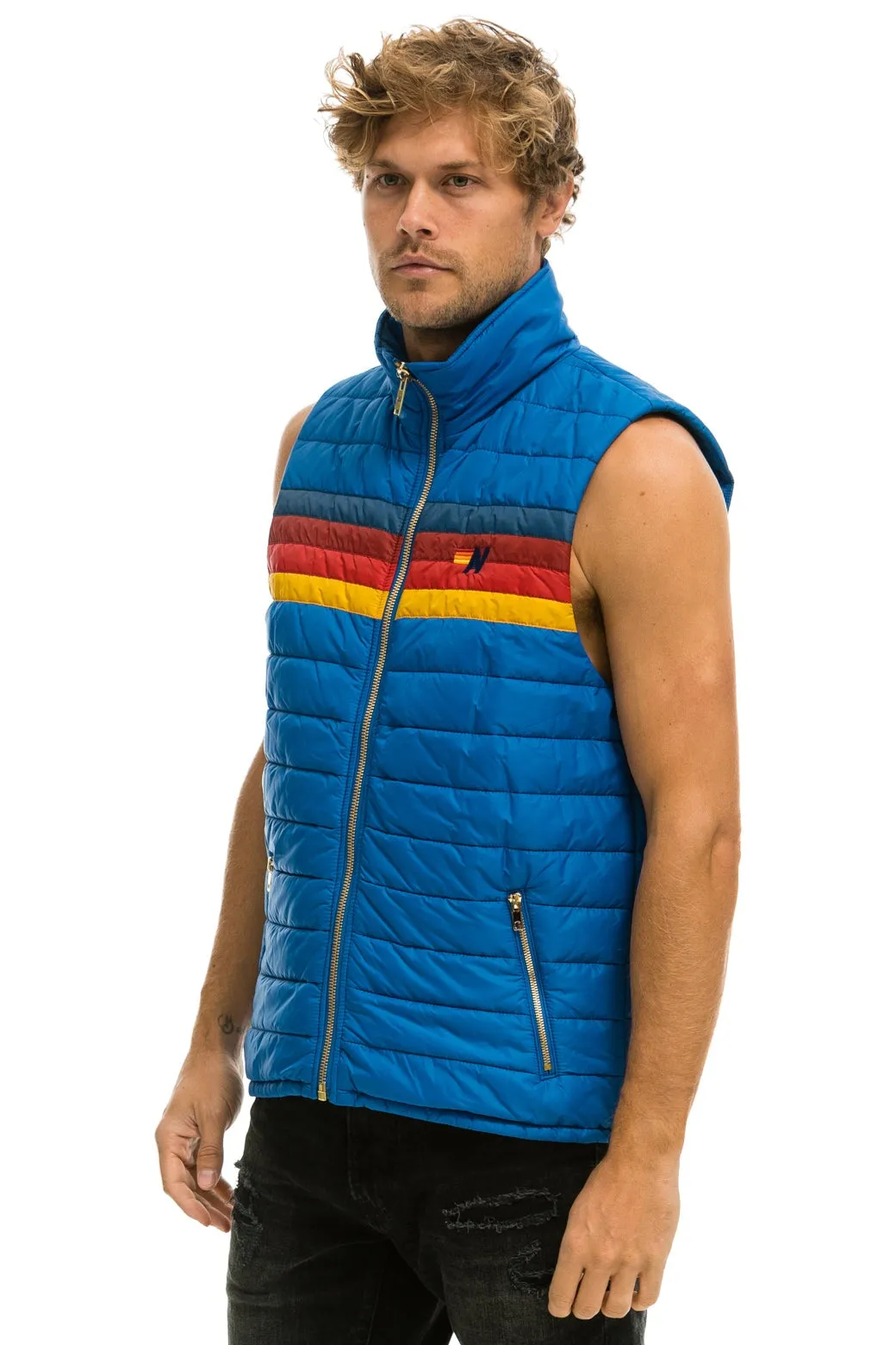 MEN'S 4 STRIPE VEST - SNORKEL BLUE