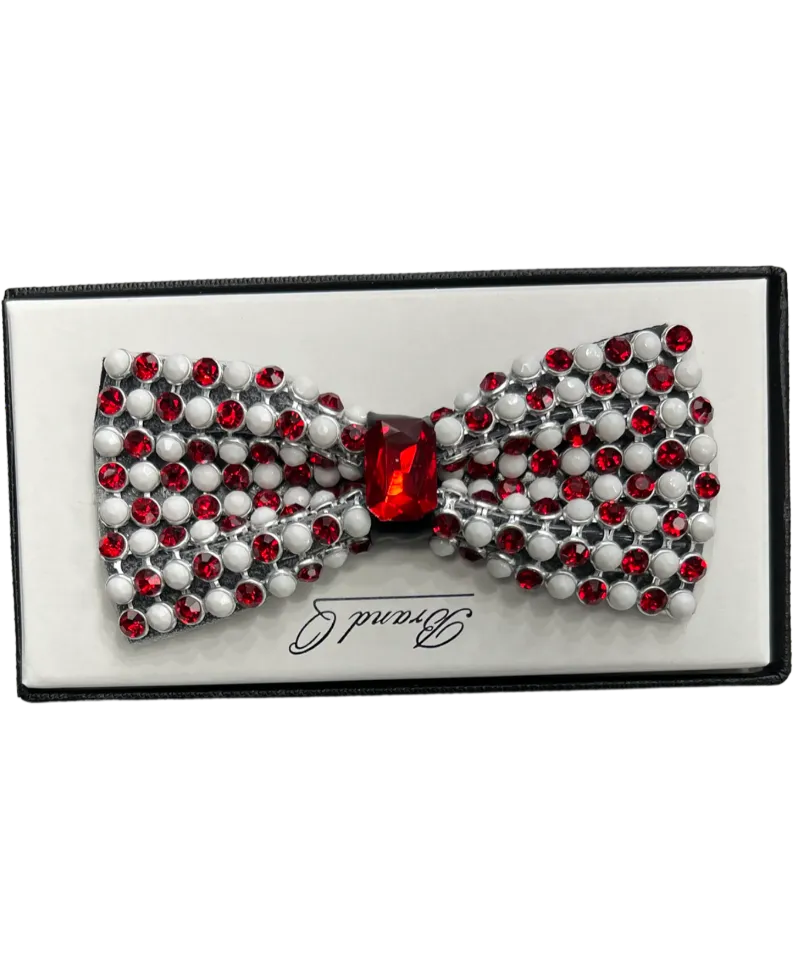 Men's Red and White Fashion Stones Bowties