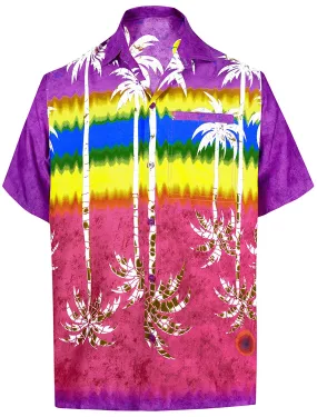 Men's Regular Fit Camp Palm tree Short Sleeves Button Down Hawaiian Shirts aloha