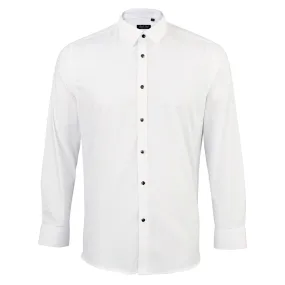 Mens Soft White Textured Shirt with Black Buttons