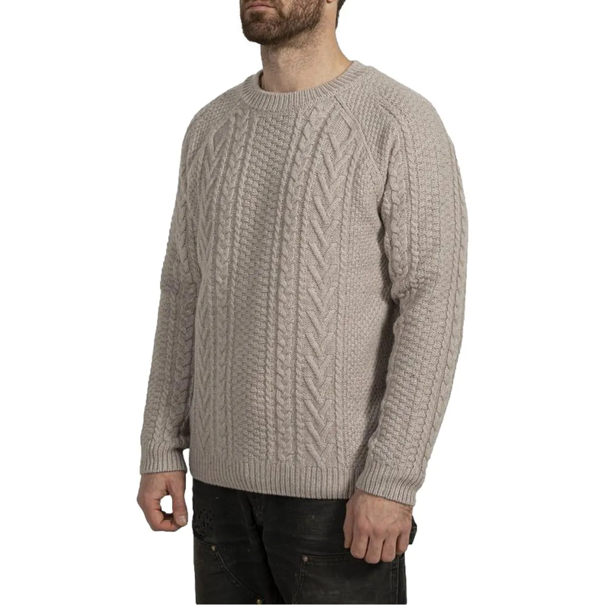 Merino Wool Fisherman's Sweater Oatmeal