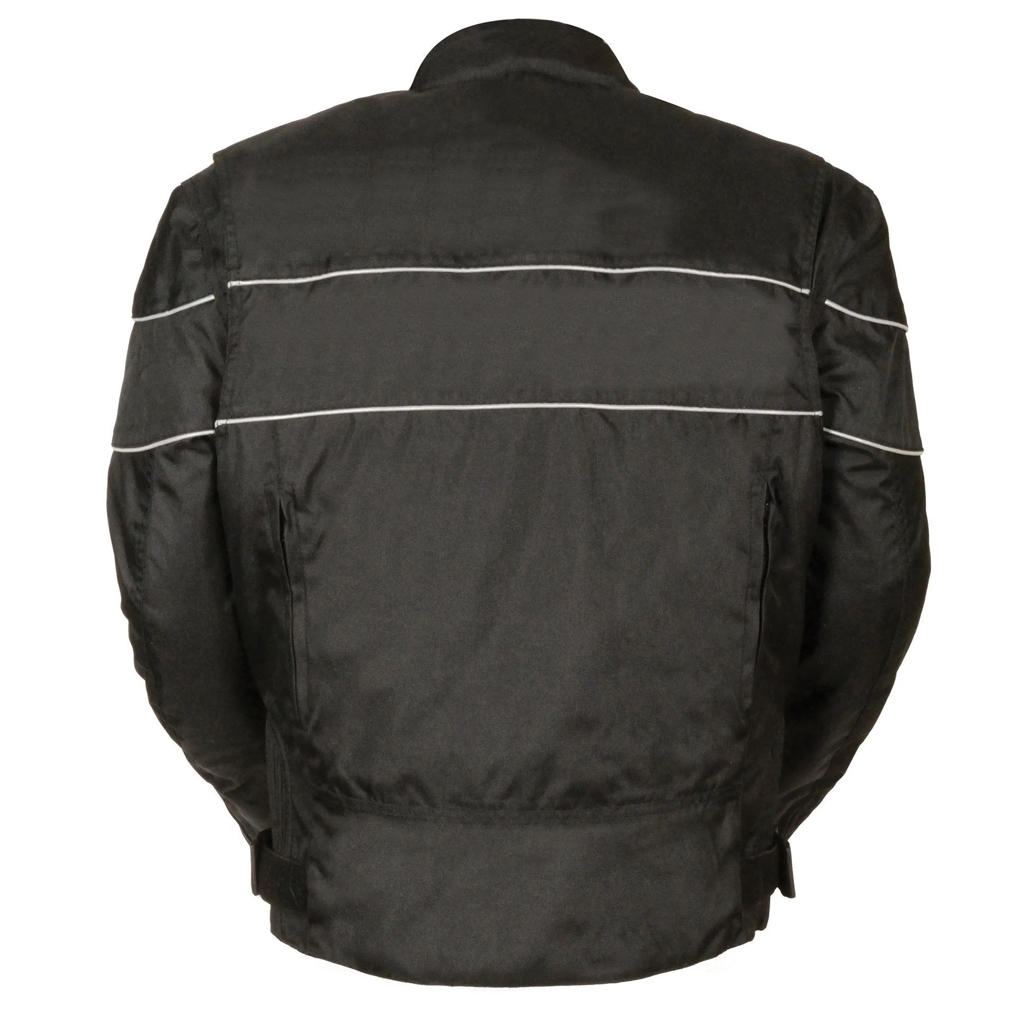 NexGen SH212102 Men's Black Textile Vented Moto Jacket with Reflective Piping