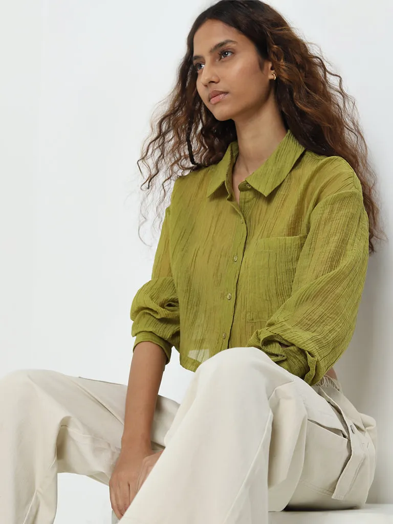 Nuon Green Crinkle Shirt