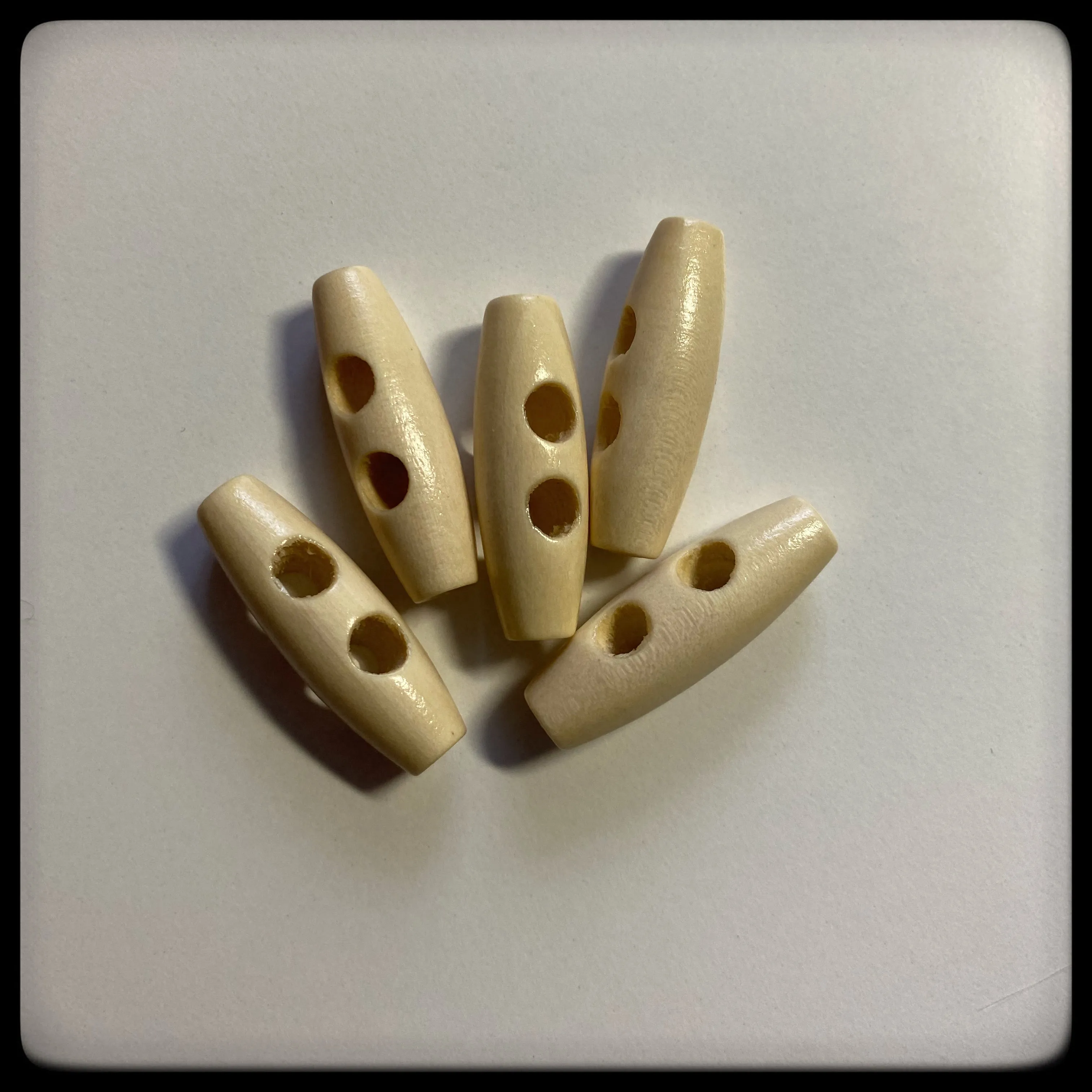 Olive wood toggle buttons - 30x10mm