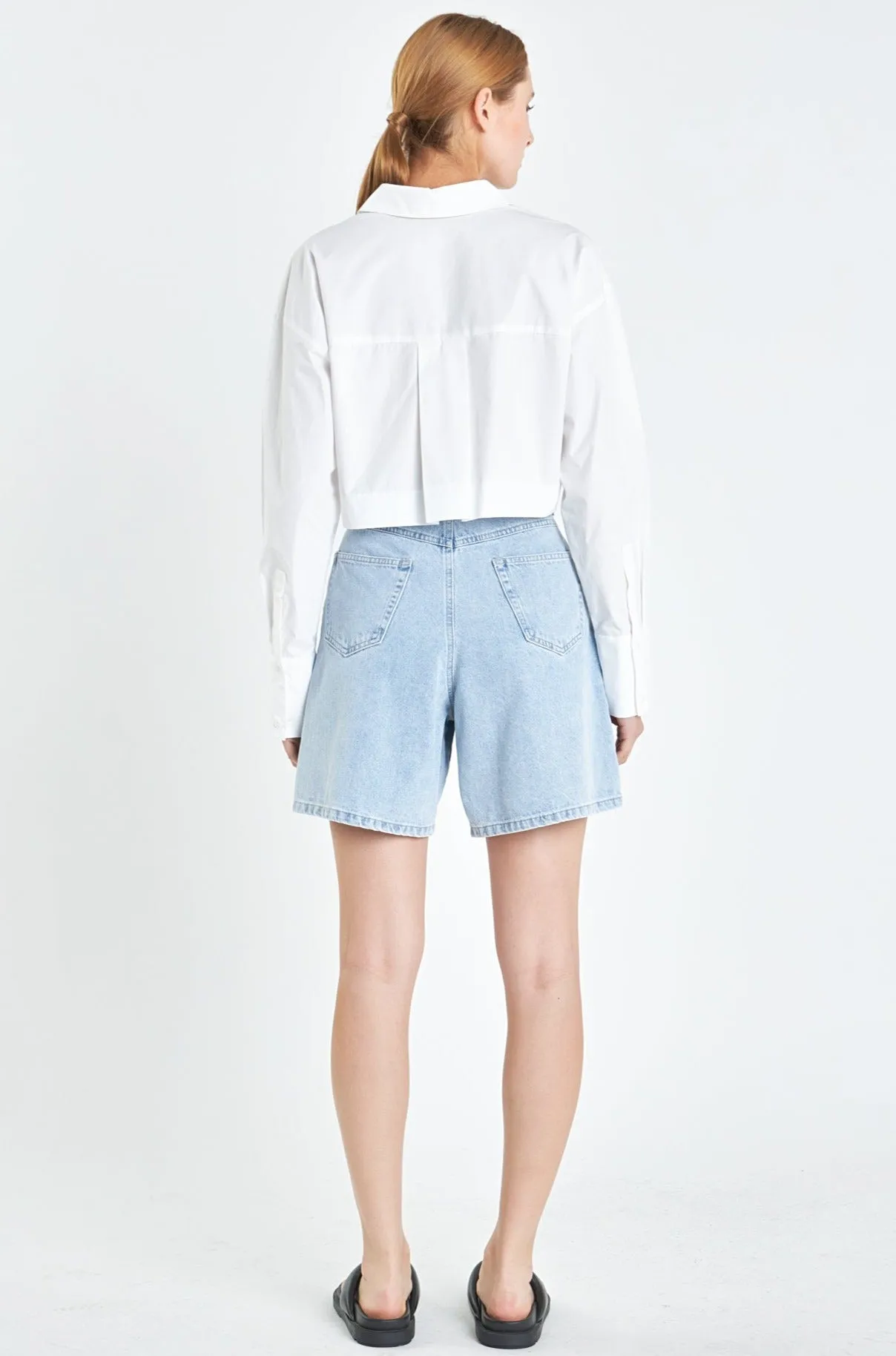 Oversized Cropped Shirts with Pocket