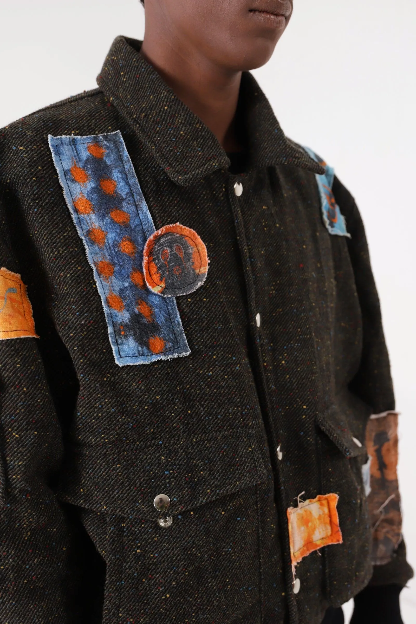 PATCHWORK HANDWOVEN BOMBER JACKET