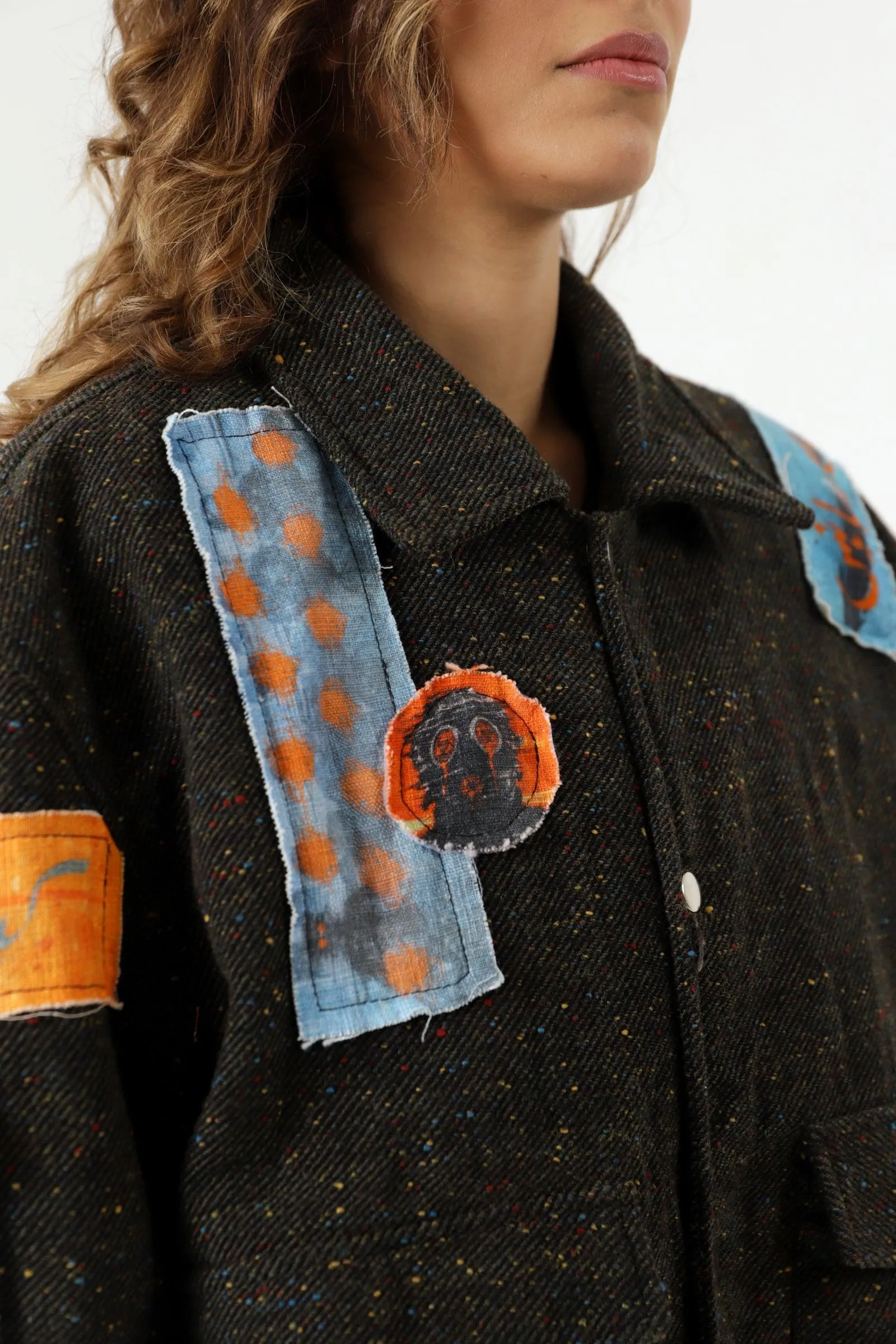 PATCHWORK HANDWOVEN BOMBER JACKET