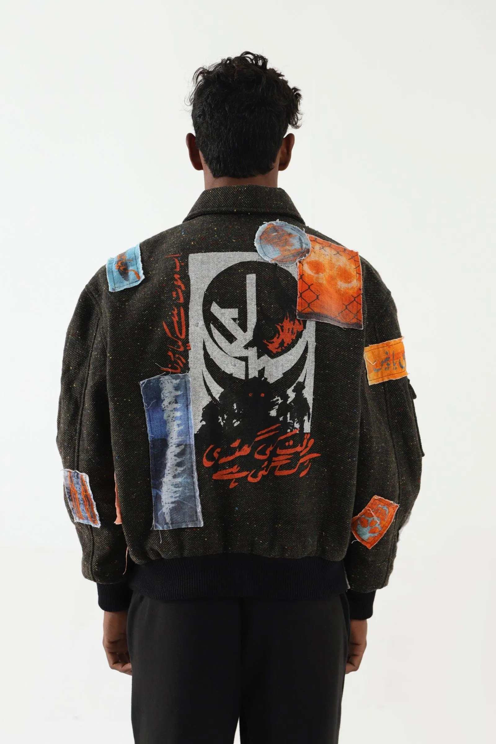 PATCHWORK HANDWOVEN BOMBER JACKET