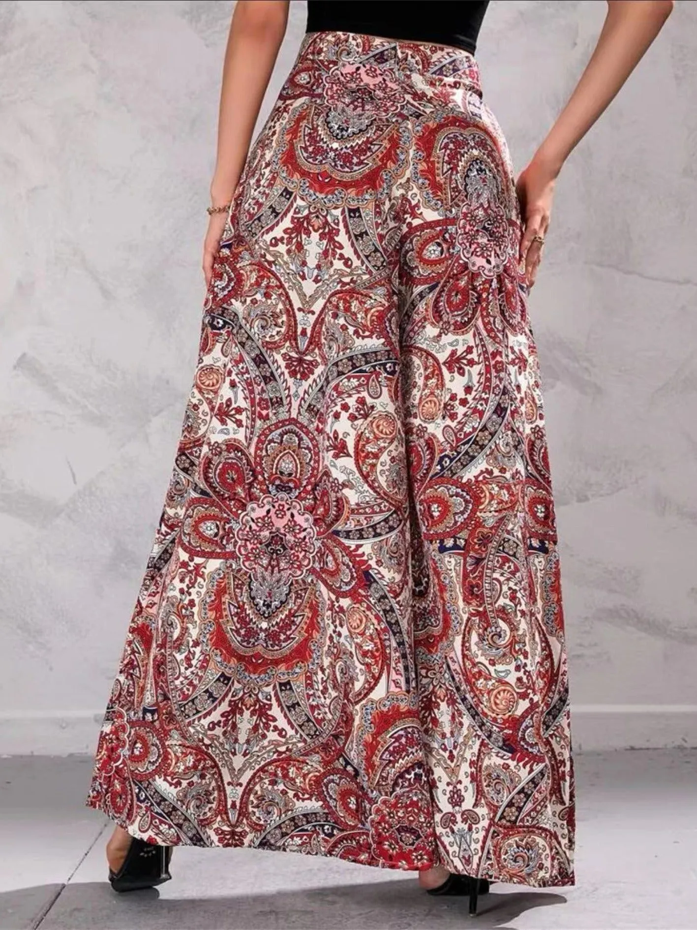 Print Wide Vacation Leg Pants